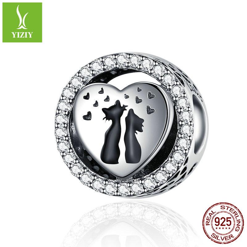 Yinziyun Cat Paw Print DIY Bracelet Spacer Beads: Cute S925 Sterling Silver Pet Imprint Collection