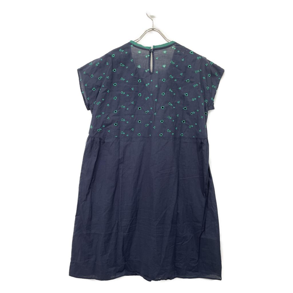 Haat HA31FT622 Navy X Green Short Sleeve Embroidered Dress Dress 3 Navy X greenUsed