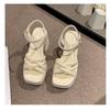 Buckle square head platform sandals summer new square heel open toe cross with high heel sandals women