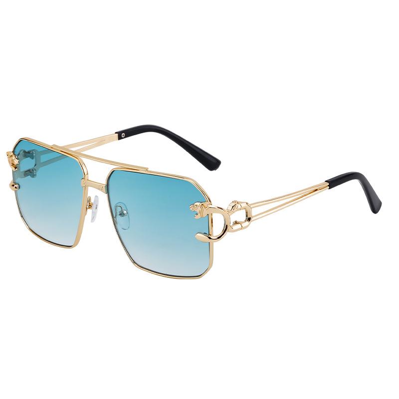 

JYL TS Men s Leopard-Head Square - Metal Double-Bridge Sunglasses ZZC-7570 c-435 нефритовый