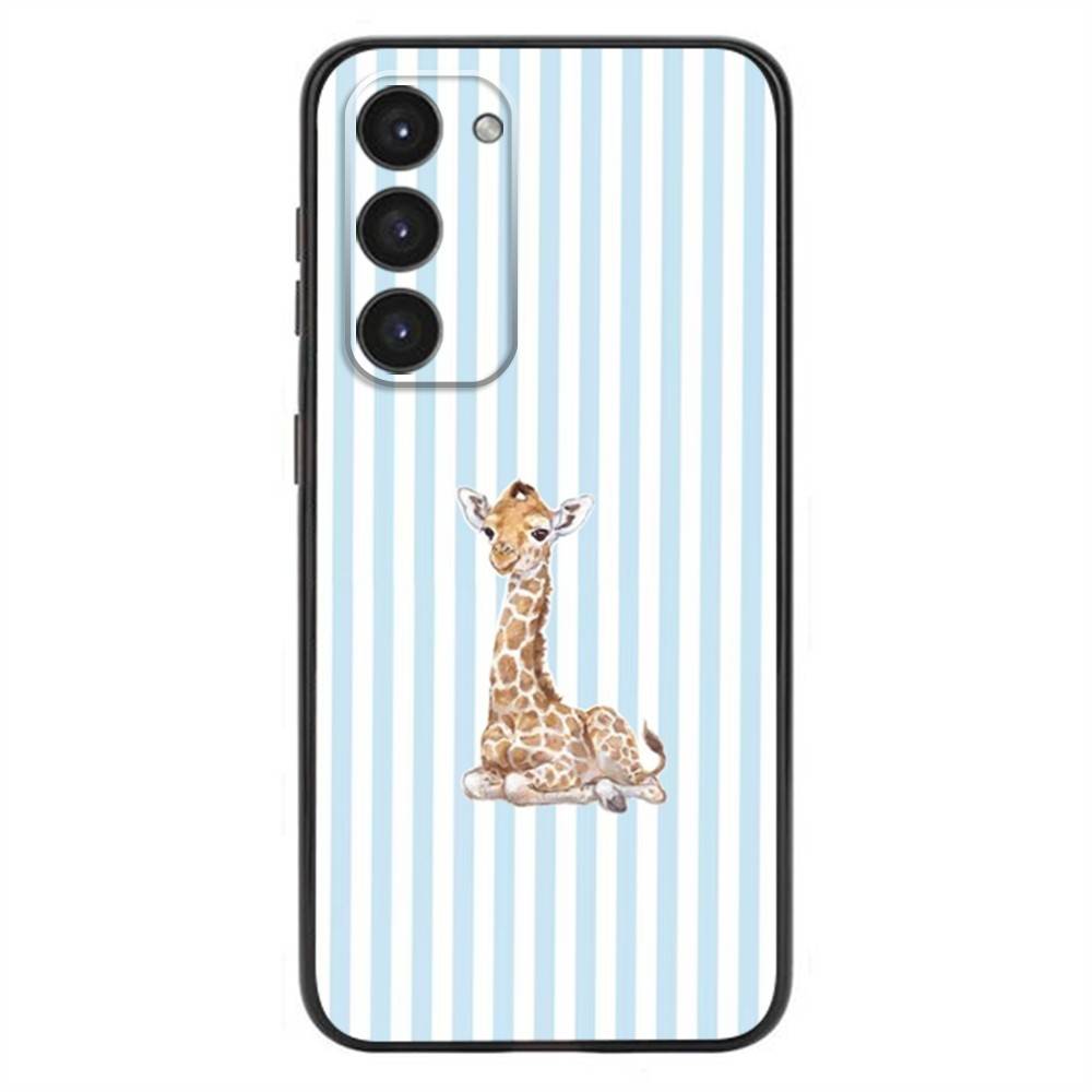 Striped Background Giraffe Phone Case For Samsung Galaxy A20,21s,22,31,32,52,53,72,73,80,91 Soft Liquid Silicone Black Cover