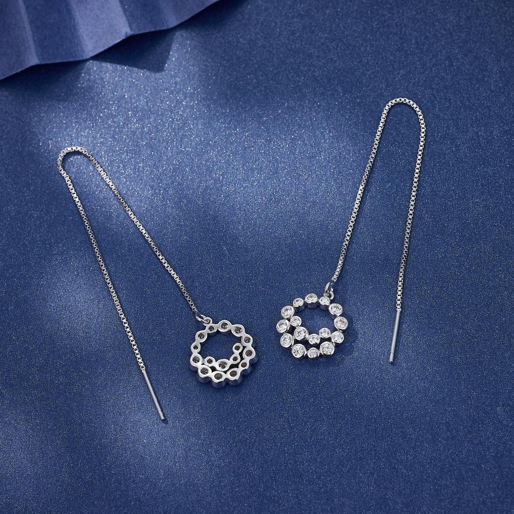 Cercei lungi cu zirconiu cubic, cu ciucuri rotunde și ciucuri, pentru urechi