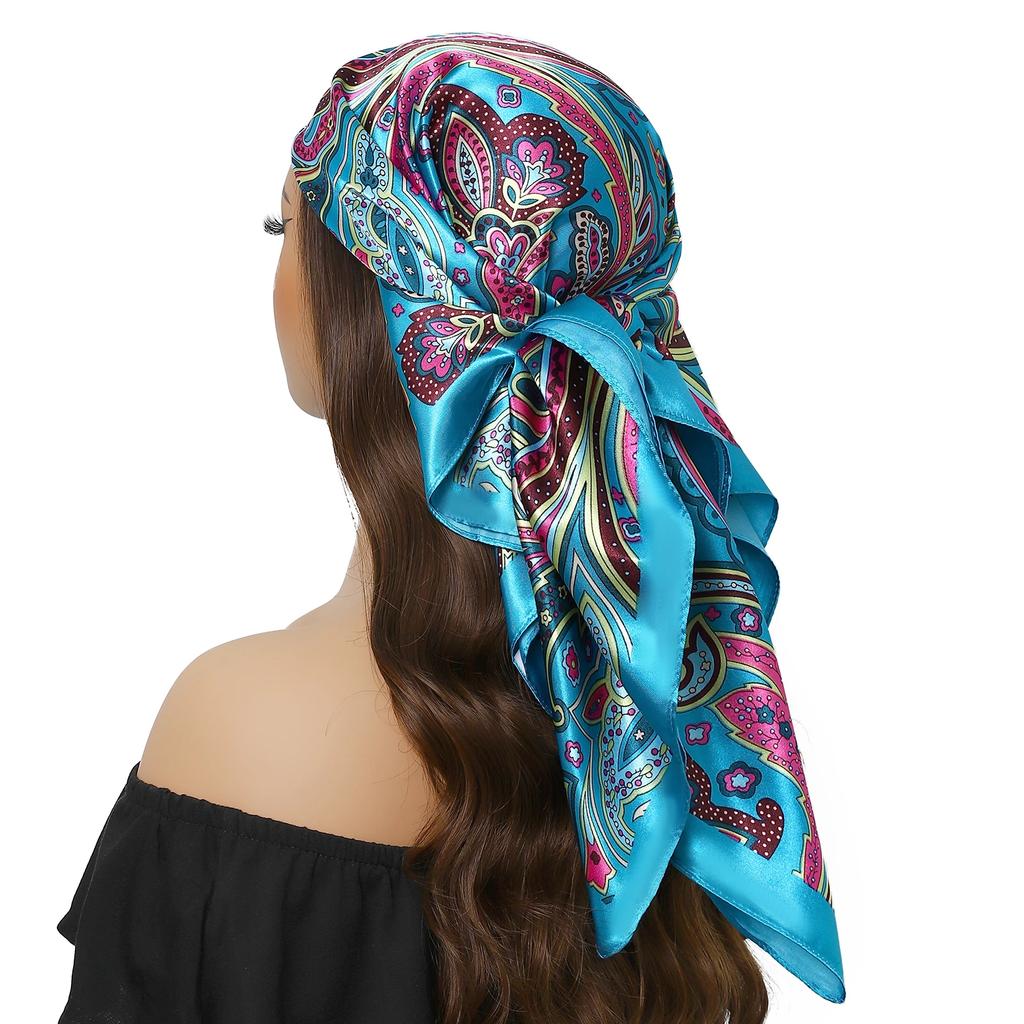 Head Scarf Women Luxury Brand Square 90*90cm Silk Foulard Satin Bandana Cheveux Soft Neckerchief Hijab Hair Scarves For Ladies