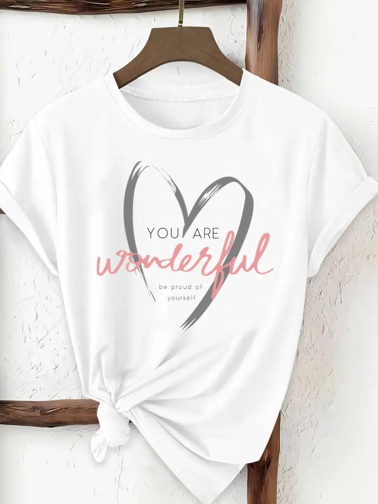 (Asian Size) trend love style Tee Top Woman Print Women Clothing Short Sleeve T Shirt Fashion Female Graphic T-shirts