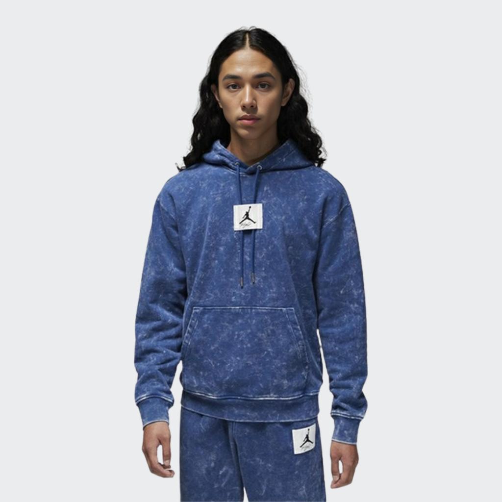 Jordan Tie-Dye Logo Patch Drawstring Hoodie Long Sleeve Sweatshirt Men Tops Blue DR3088-493