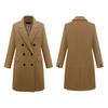 Women Winter Coat Double-breasted Turn-down Collar Long Sleeves Outerwear Thick Warm Pockets Solid Color Office Casual Party Overcoat