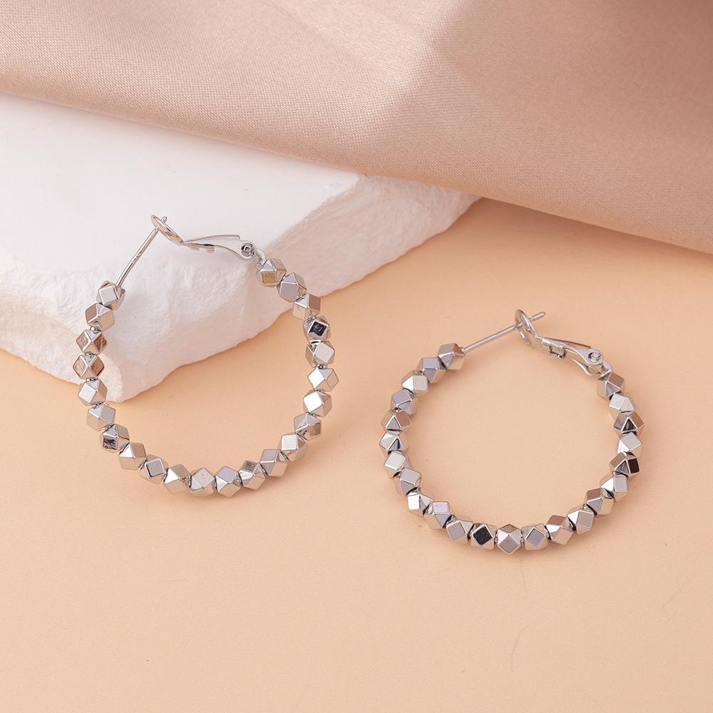 Náušnice čtvercové obruče a velké kruhové náušnice s jehlou ze stříbra S925: Niche Design, Lehký Luxus, Špičkové Šperky