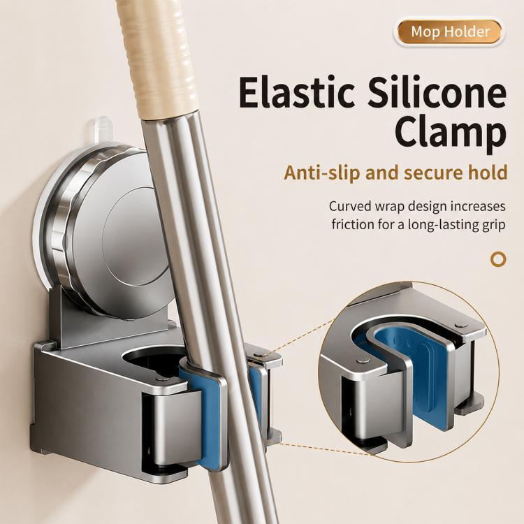 No-drill Suction Cup Wall Mount Mop Holder Broom Storage Clip