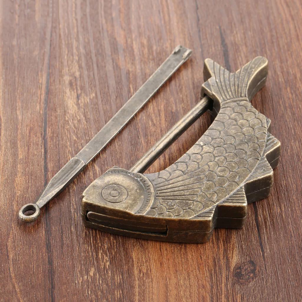 1PC Antique Bronze Old Chinese Lock Retro Jewelry Wooden Box Padlock Lock For Suitcase Drawer Cabinet Hardware Accessories