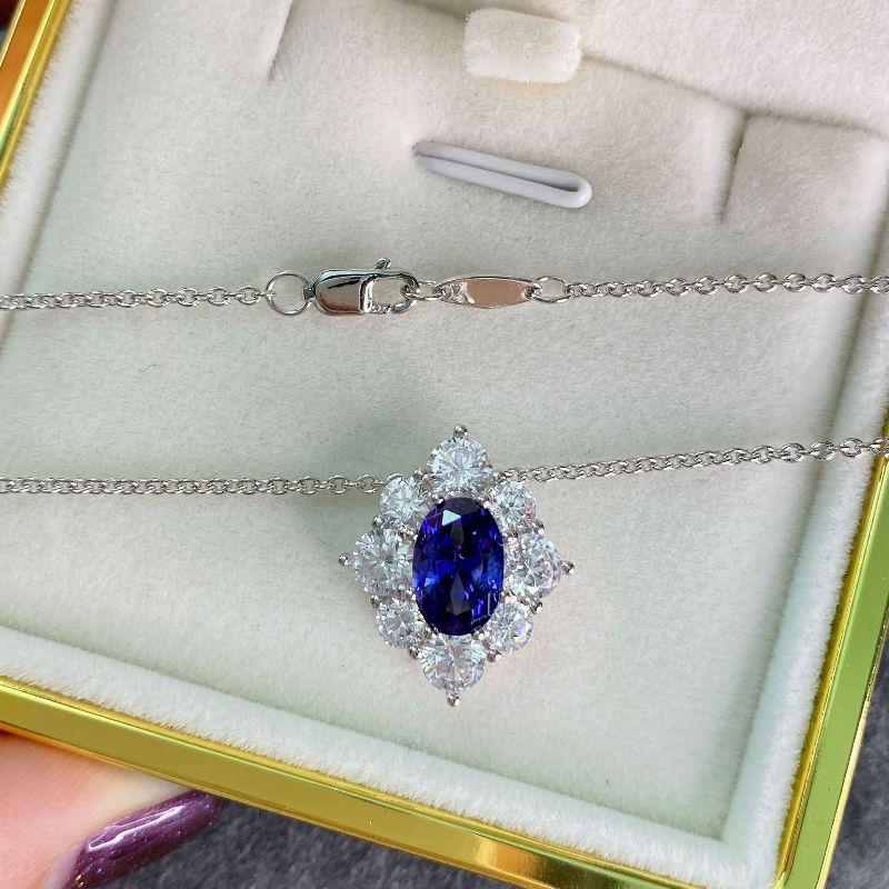 100 %S Color Sapphire Pendant Necklaces Sparkling High Carbon Women Diamond Nuptial Bridal Event Gathering Fine JewelryTrendy