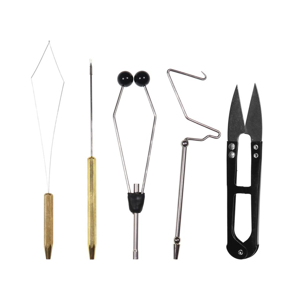 6pcs Fly Tying Tools Combo Kit Fly Tying Vise Bobbin Holder Threader Needle Whip Finisher Scissors
