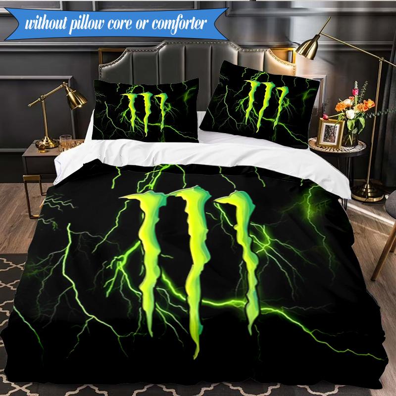 3PCS Energy Drink Printed Bedding Set For Bedroom dormitory, Includes 1 Duvet Cover & 2 Pillowcases for All Seasons Home Decor Fan gifts