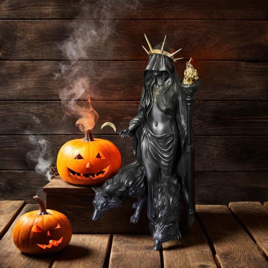 Hekate Niktipolos Statue Magic Greek Goddess Witch Figurine Lightbringer or Morning Star Resin Sculpture for Home Decor