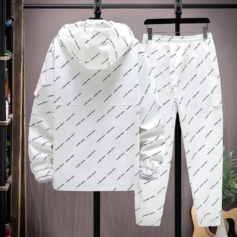 Pánská tepláková souprava Ležérní sady s mikinami Podzimní pánské bundy+kalhoty Dvoudílné sady Hip Hop Streetwear Sportovní oblek Patchwork