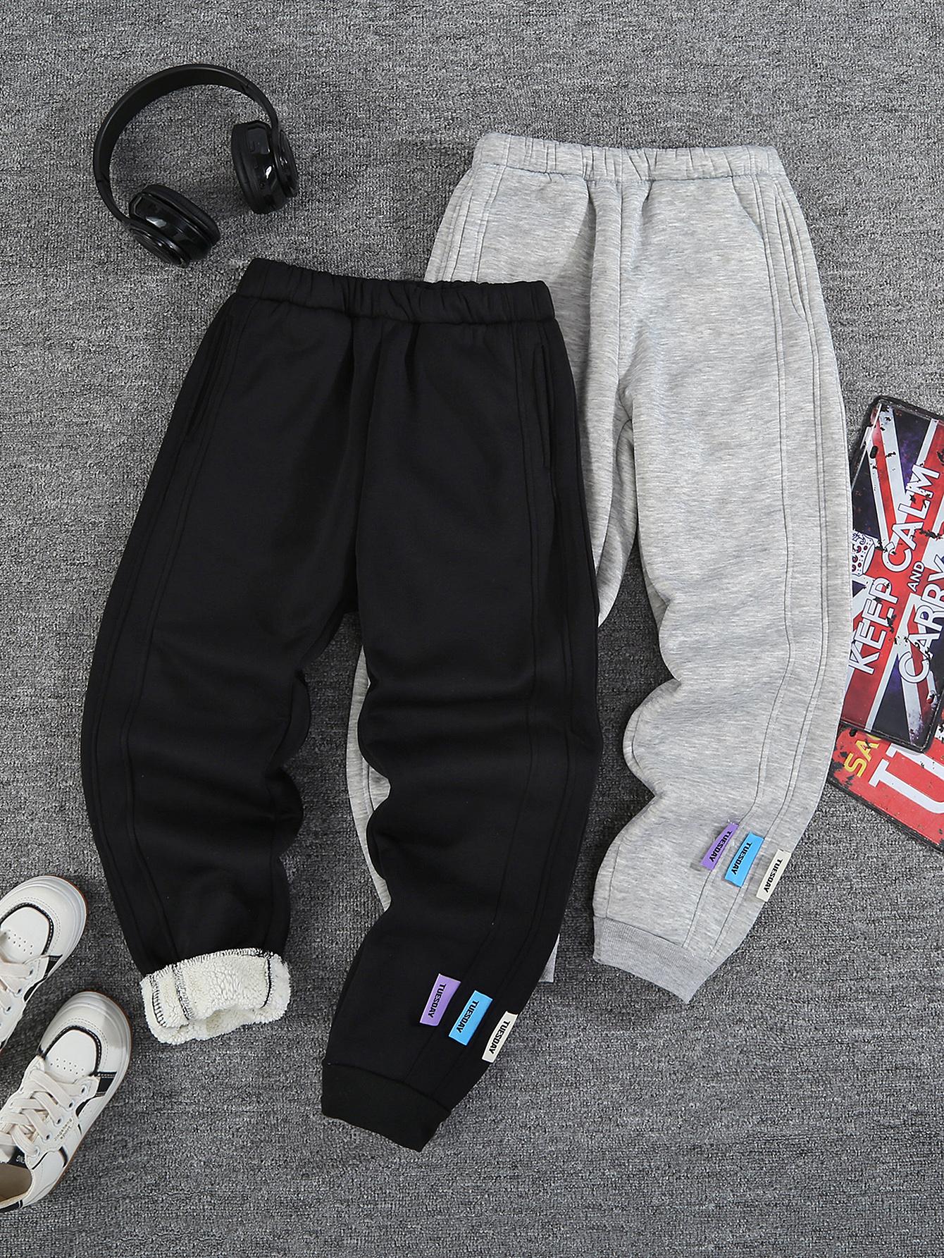 Boys Casual Fleece-Lined Joggers (2-Pack) – Simple, Comfortable, Soft Fabric – New for Spring, Autumn, and Winter 8Y разноцветный