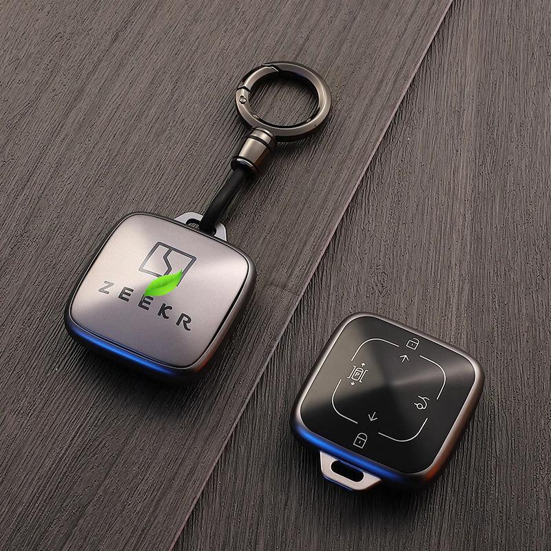Voor Geely Zeekr 001 7X X 007 009 Leren Auto Afstandsbediening Sleuteletui Sleutelhouder Fob Nfc Bluetooth Metaal Slimme Sleutel Sleutelhanger Accessoires
