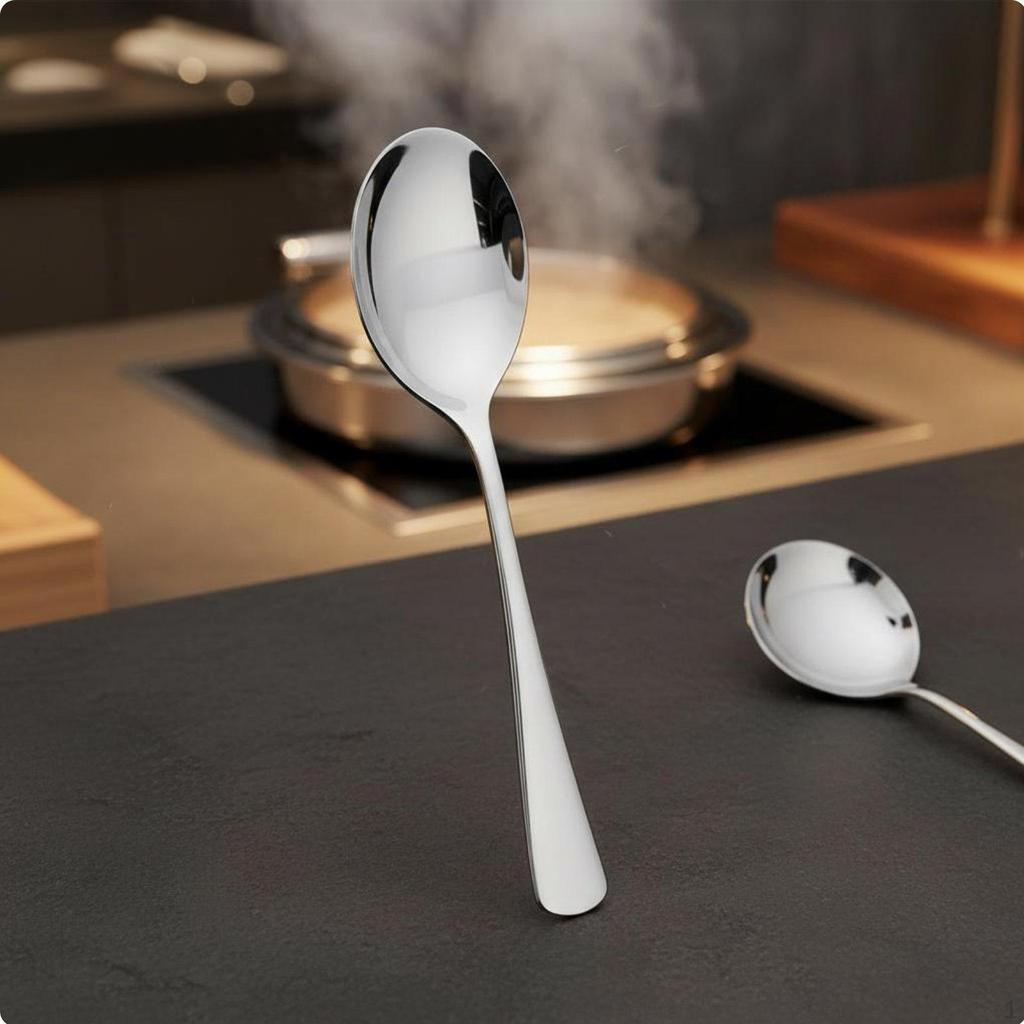 Stainless Steel Serving Spoon Professional Mirror Polished Kitchen Utensil for Caterers, Family