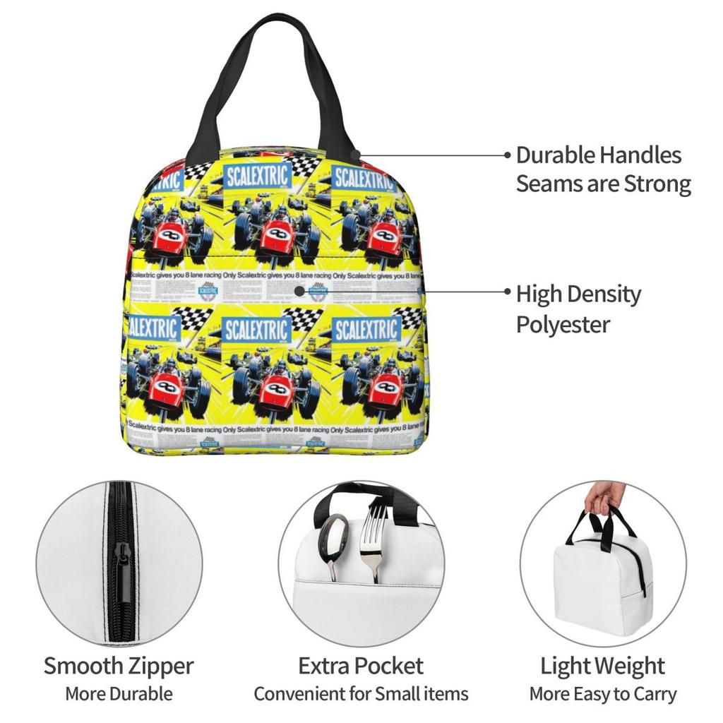 Scalextric Vintage Stuff Insulated Lunch Bag for Women Kids Portable Food Boxes Thermal Lunch Box Tote