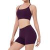 Women's High-Waist Fitness Set: Sports Bra with Pads, Beautiful Back Design, and Three-Point Peach Lift Shorts for Yoga and Pilates.