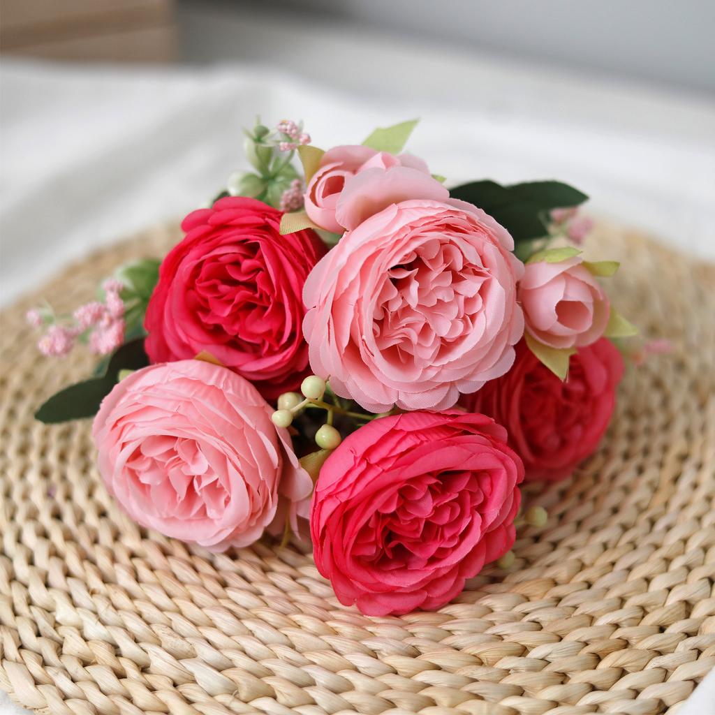 30cm Rose Artificial Flower for Decoration Fake Flowers Silk Peony Faux Bouquet Arrangements for Home Bridal Wedding Party Table