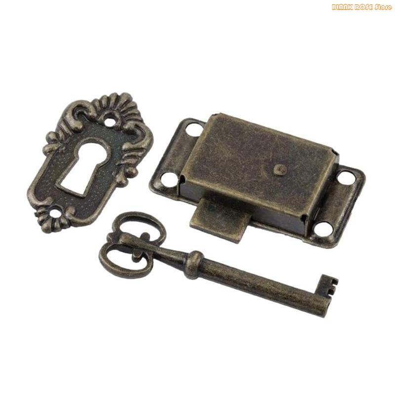 K1AE Retro Decorative Furniture Locks for w/ for Key for Wardrobe Jewelry Wooden Box
