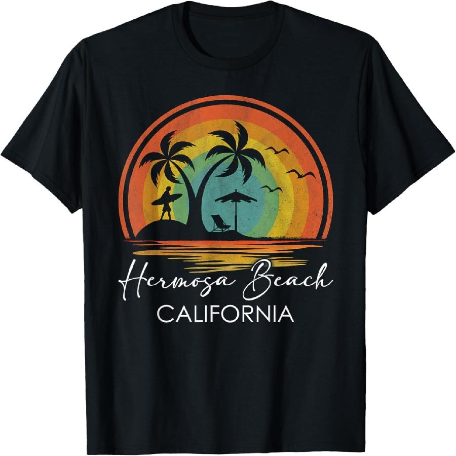 Hermosa Beach California Summer Vacation Tropical Sunset T-Shirt S