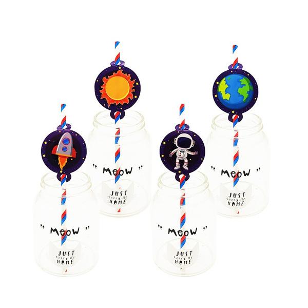 Cartoon Universe Space Astronaut Theme Party Festive Decor Paper Plates Cups Banner Tablecloth Straws