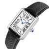 Orologio Classico da Donna Rettangolare Tank con Fibbia a Farfalla Moda Casual Orologio al Quarzo Impermeabile in Vera Pelle