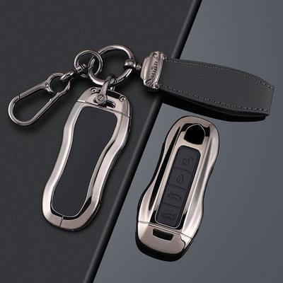 Compatible Key Cases for Porsche: Cayenne, Macan, Panamera, 911, 718 - Featuring Metal and Leather Buckle