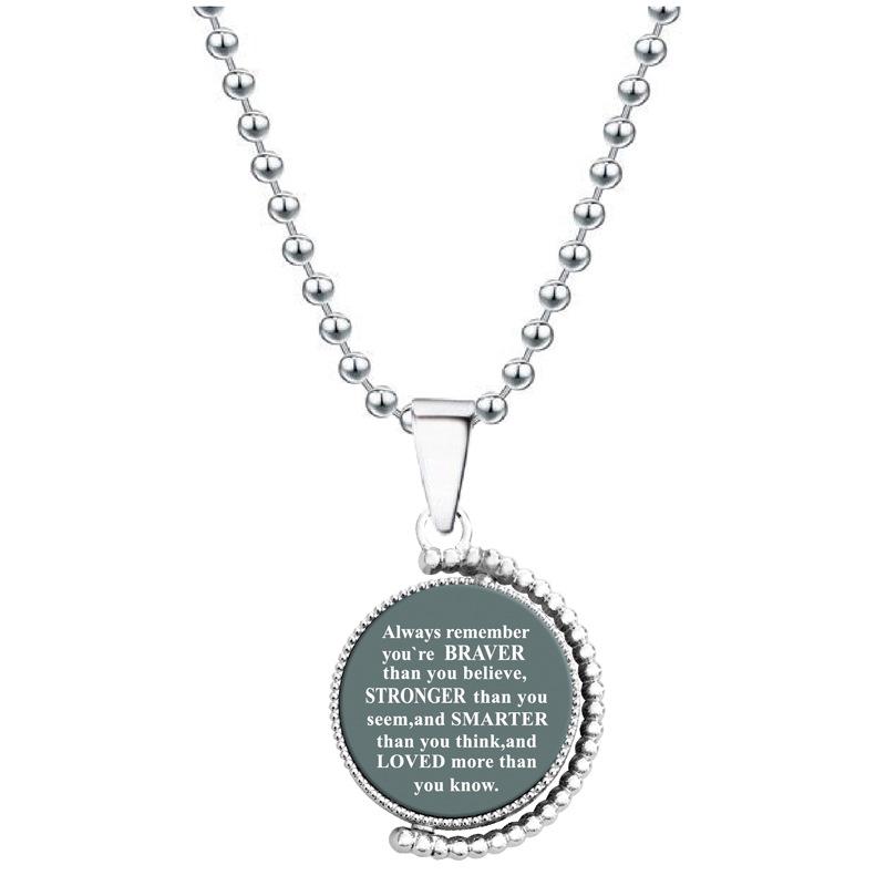 European & American Moon Pendant Necklace - Rotatable Engraving, Creative Christmas Gift, Titanium Steel.