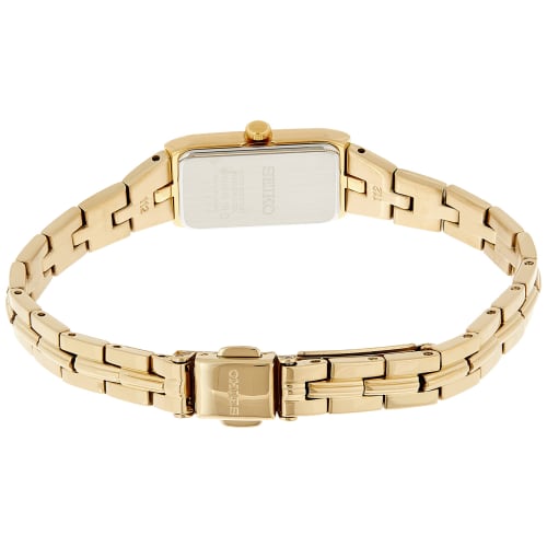 Seiko Dámské hodinky z nerezové oceli inspirované šperky s trojdílným náramkem na stisk a minerálním sklíčkem odolným proti poškrábání, vodotěsné do 30 m, Ch