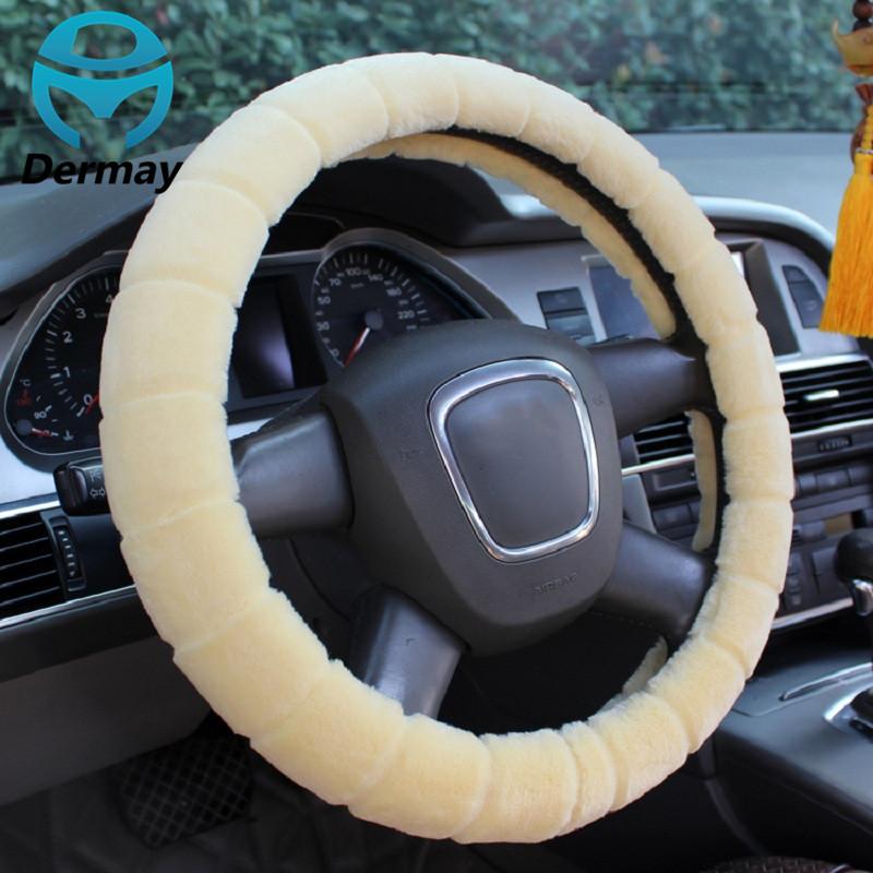 

Зимний теплый чехол на руль из искусственного меха для автомобильного руля 14-15 дюймов, 38 см, 95% автомобильный нескользящий материал бежевый