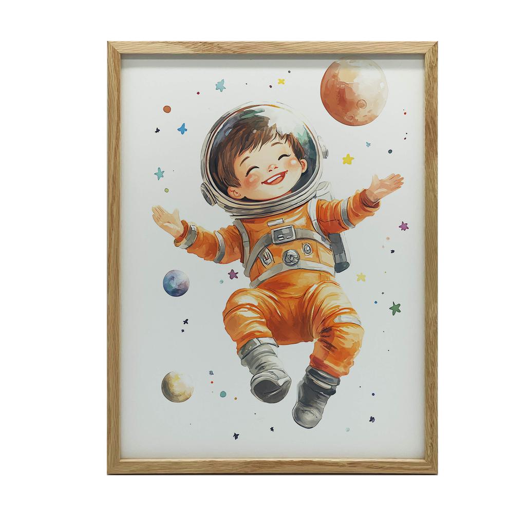 Plakat Mały Kosmonauta Plakat Mały Kosmonauta, 70X100 Cm, Rama Drewniana Ciemny Brąz, Papier Matowy 230 Gsm