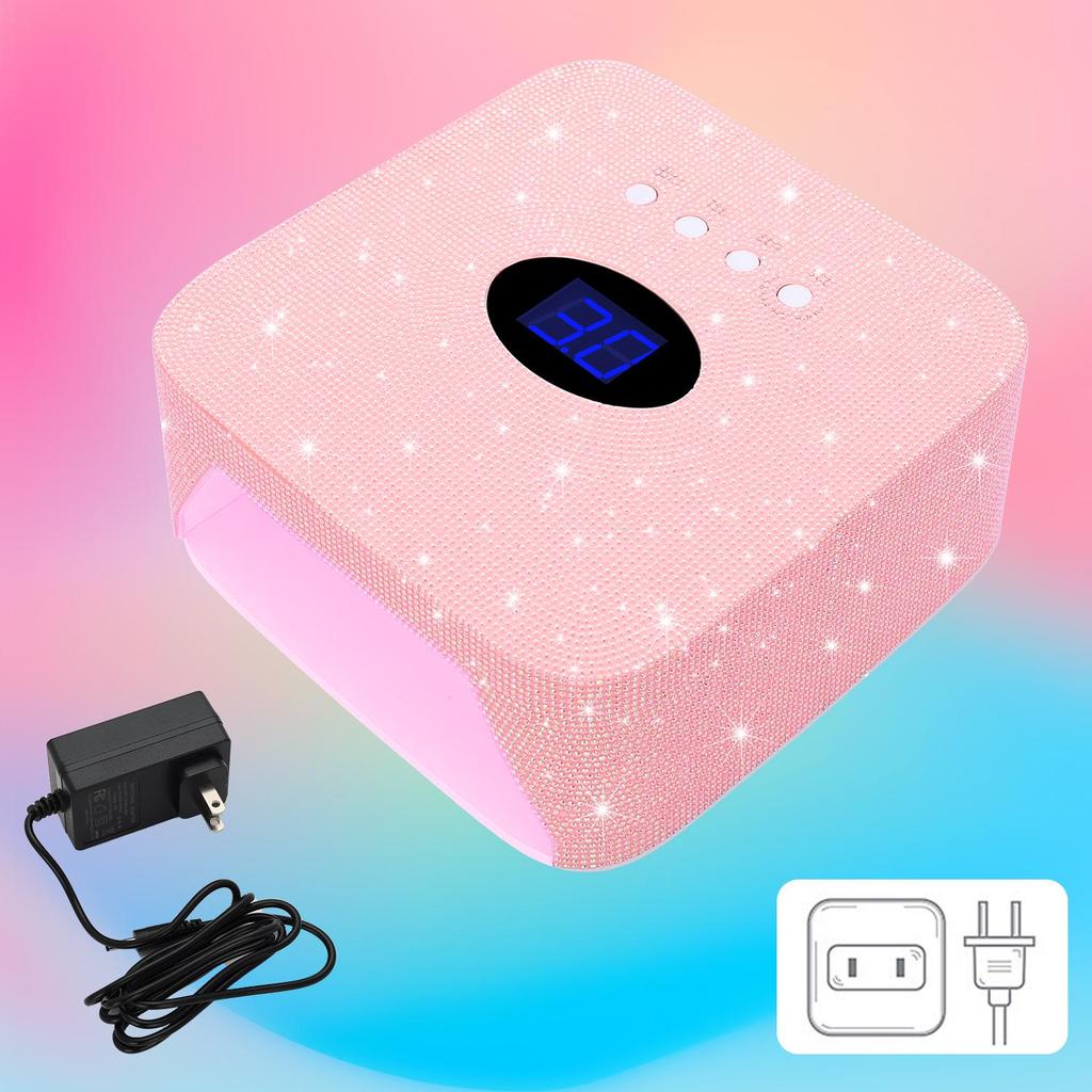 Rhinestone Wireless Rechargeable 54W Nail Lamp - Smart Induction, Quick Dry, No Blackening Hands