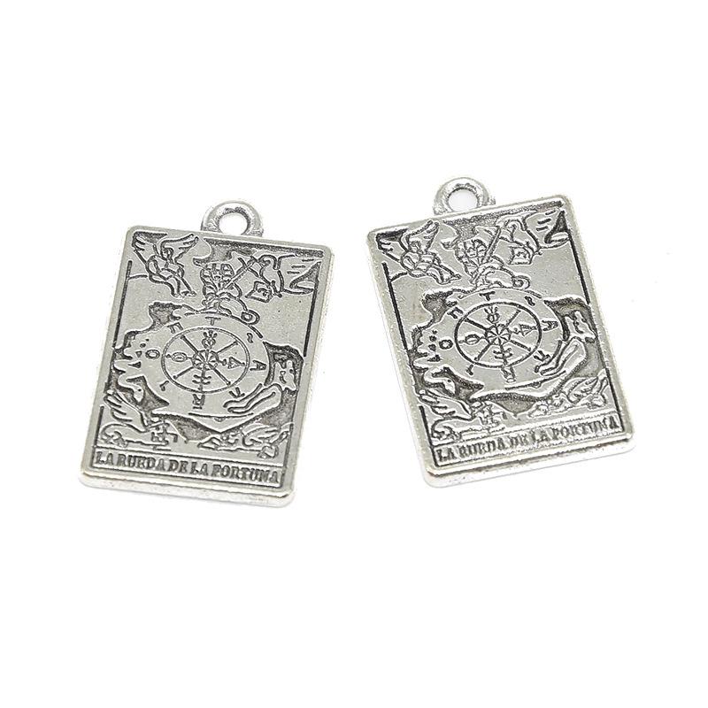 Set aus 6 Anhängern mit antikem Silber-Tarot: DIY Legierungs-Schmuckzubehör für Armbänder und Halsketten