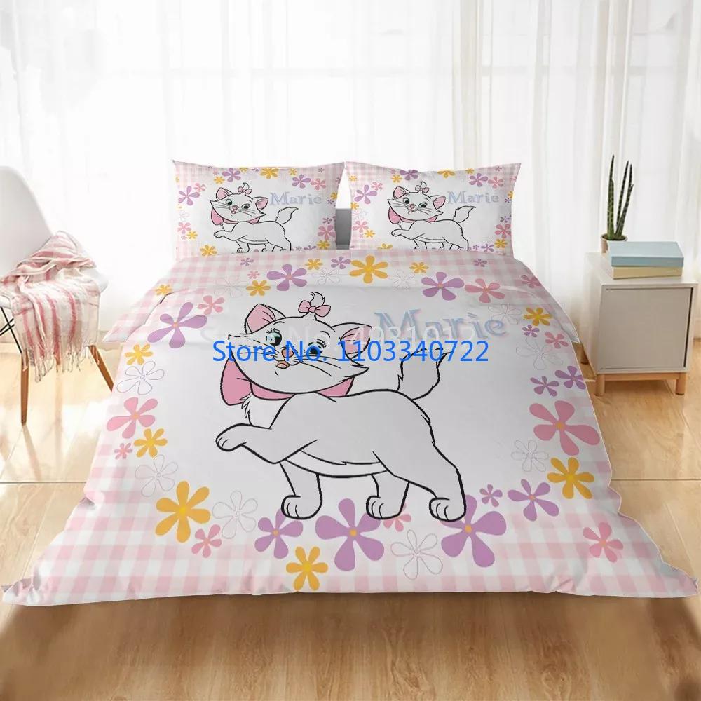 Cute Marie Cat Cartoon Bedding Sets Duvet Cover Set 3D Print Comforter Cover Bedclothes for Boy Girl Bedding Sets Bedroom Decor