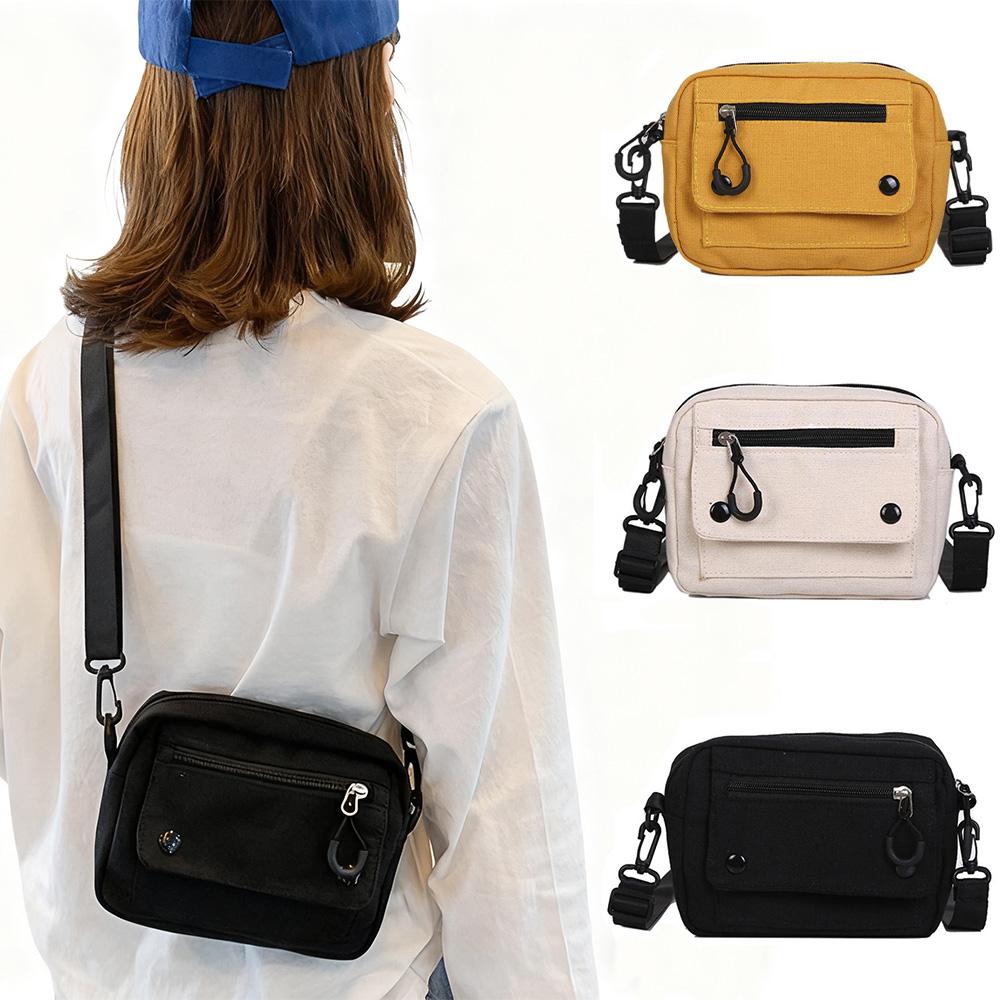 Portable Canvas Crossbody Bags Women Casual Handbags Mini Shoulder Crossbody Purses Mobile Coin Purse with Adjustable Strap