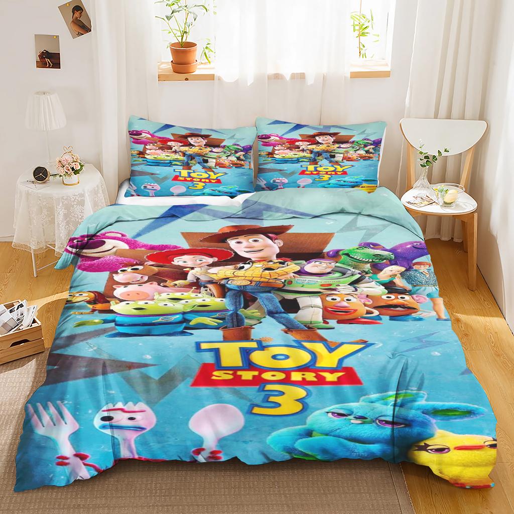 Toy Story Anime Zuhause Schlafzimmer Komfort Nordisches Polyester Material Geeignet für Kinder und Erwachsene 3-teiliges Set