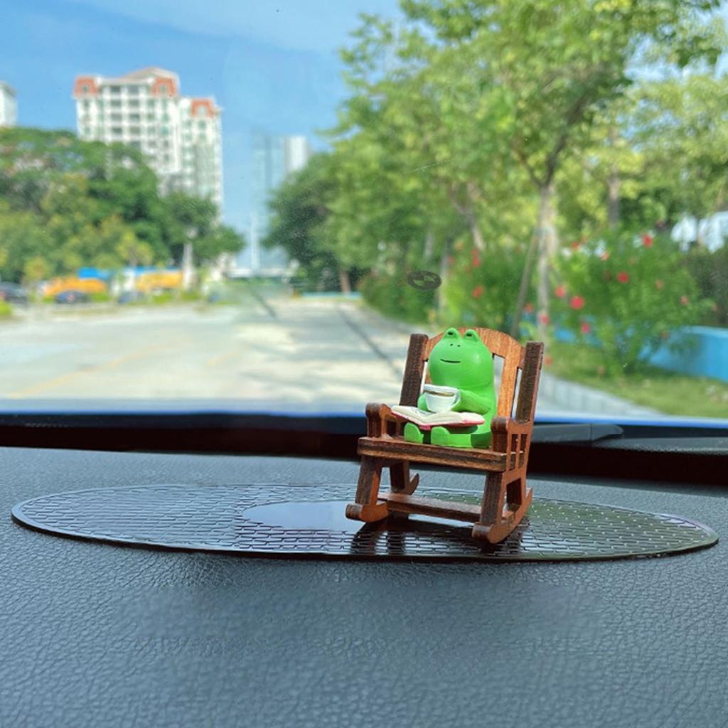 Coffee Frog with Rocking Chair Resin Figurine Miniature Desk Decors Ornament For Home Office Garden Landscape Decoration