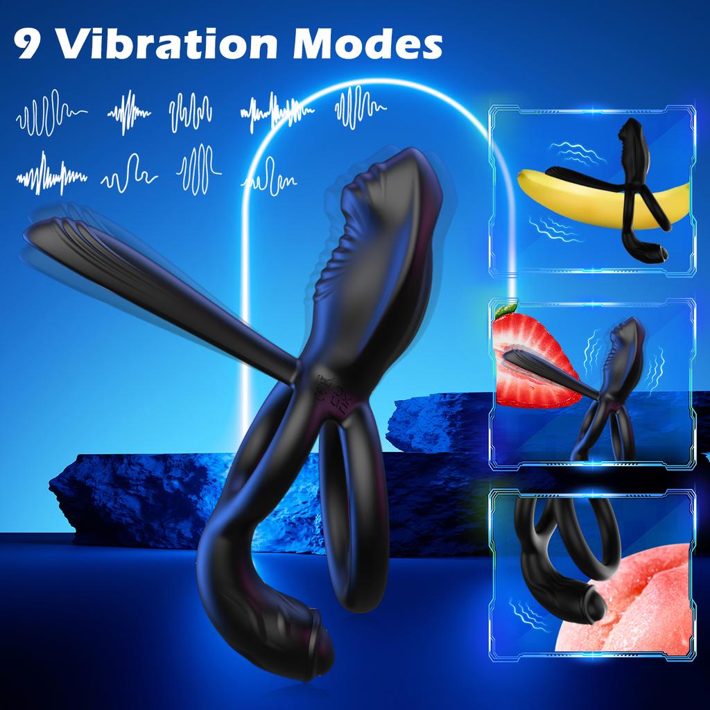 Cock Ring Vibrating for Men Ejaculation Delay Male Erectile Penis Ring G-Spot Clitoris Anal Stimulator Adult Sex Toy for Couples