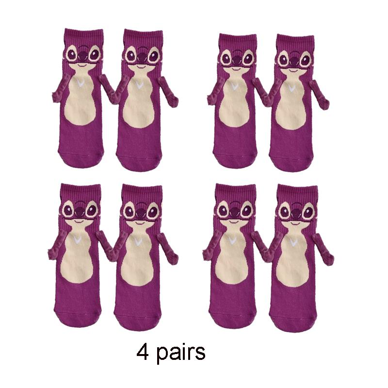 Stitch Magnet Hand In Hand Sock Cartoon Fun Fashion Soft Comfortable Creative Adults Children Christmas Stocking Toy Gift
