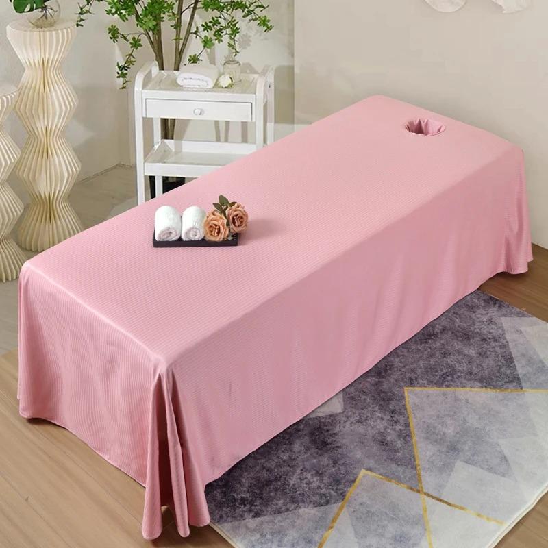 Solid Color Beauty Salon Massage Table Bed Sheet Hole Thick Therapy Bedsheet Physiotherapy Spa Clubhouse Massage Bed Sheet