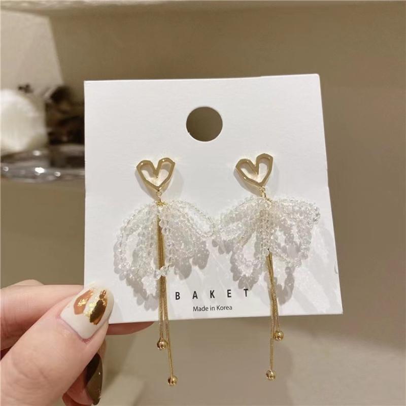 Light luxury high-end sense gold long fringed temperament earrings fashionable atmosphere versatile stud earrings personalized daily earrings