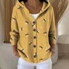 Women S Printed Button Knit Hooded Cardigan Sweatshirt Casual Loose Outerwear