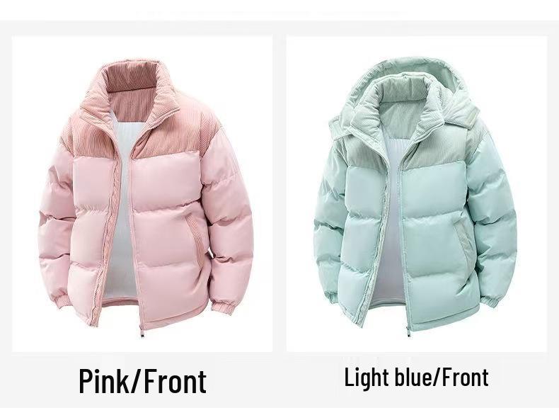 2025 Men's Hooded Corduroy Cotton Jacket with Color Blocking