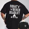 Squat Bench Deadlift Graphic Motorcycle T-Shirt Double-Sided Print Men's Short Sleeve Round Ne