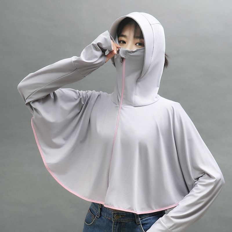 Anti-sun clothes women wear new ice silk breathable summer hooded short long-sleeved sunscreen clothes light blouse jacket