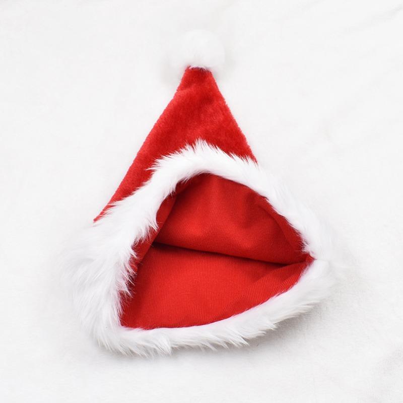 Flannel Hat Christmas Red Decoration Supplies Double Layer Hat for Adults and Children