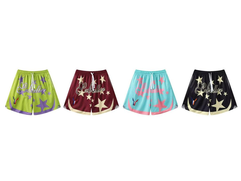 Large Mesh Pikachu Quick-Dry Basketball Shorts - Above Knee, Four-Point Sports Design