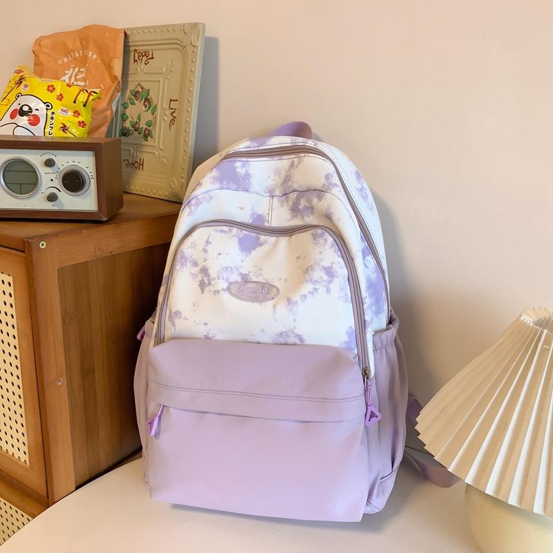 

School bag for girls, high school students, large-capacity high school backpack, Korean version of graffiti, cute high school college students, cas Single pack фіолетовий